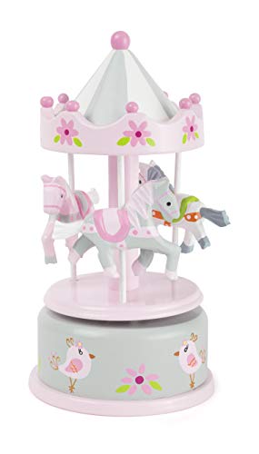 smallfoot Fiore carillon giostra cavalli legno rosa