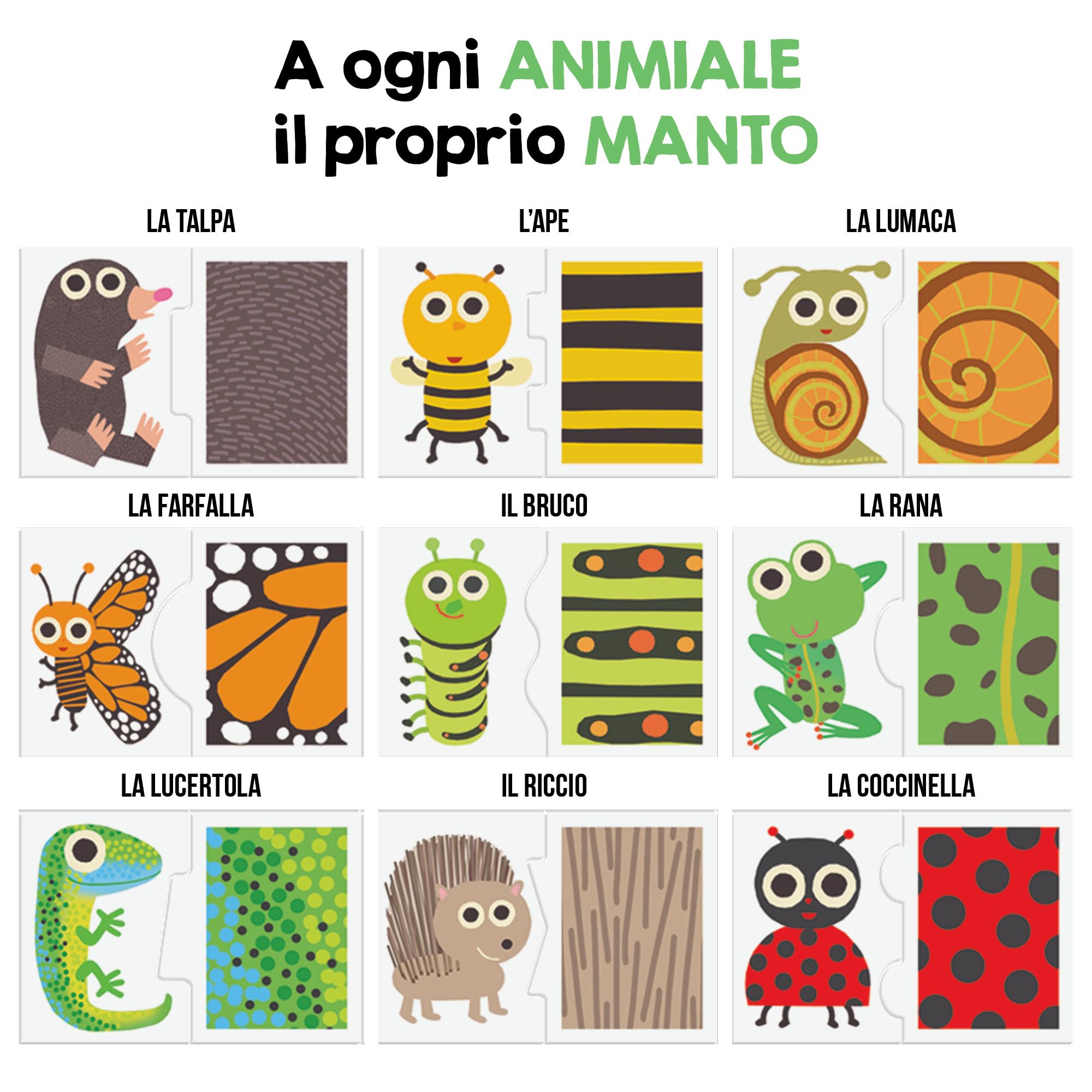 Headu Tocca e Osserva IT55010 puzzle animali 9 pezzi Montessori